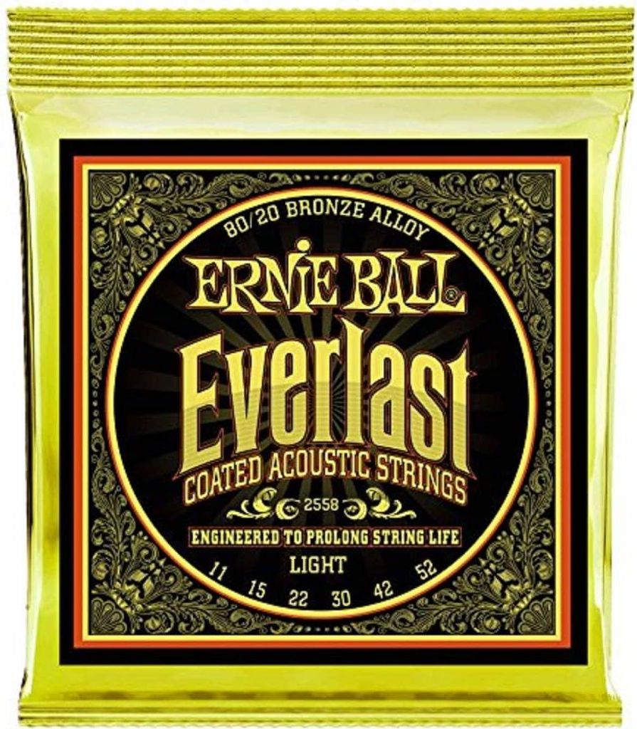 Ernie Ball Everlast Light Coated 80/20 Bronze Akustik-Gitarrensaiten, Stärke 11-52