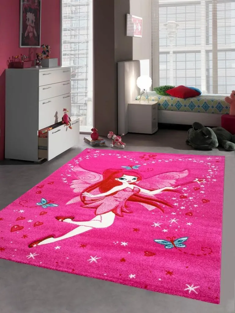 Aménager une chambre de fille : Tapis fée rose magique 160 x 230 cm