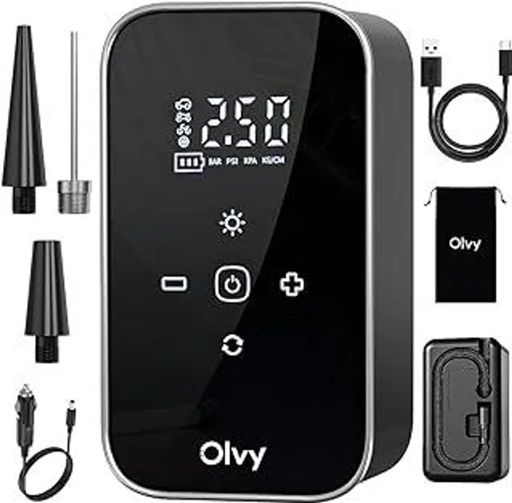 Mini Compressore Auto Olvy 150PSI: Batteria 6000mAh e Display Digitale