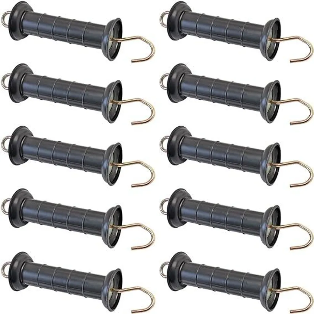 Poignée de porte Soft Grip Kerbl noire avec crochet galvanisé - 5 pièces