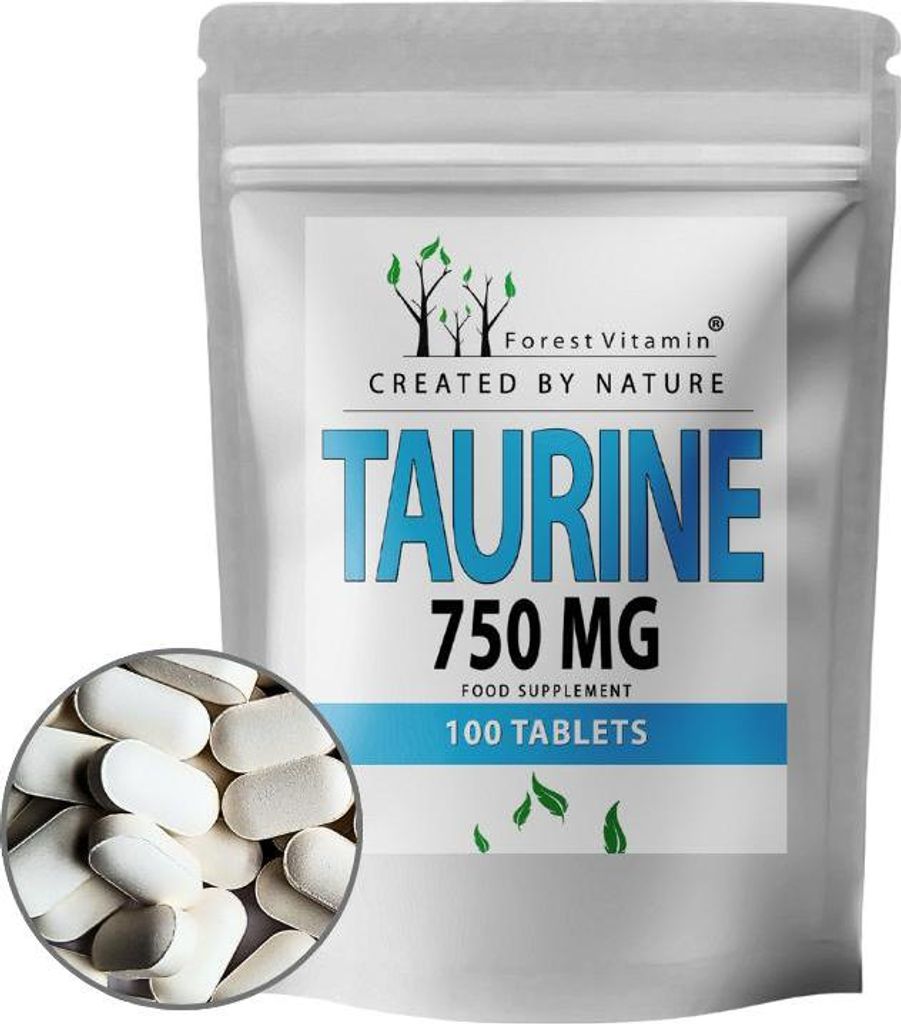Taurin 750mg - 100 Tabletten - Aminosäure - hochdosiert - Vegan - Forest Vitamin