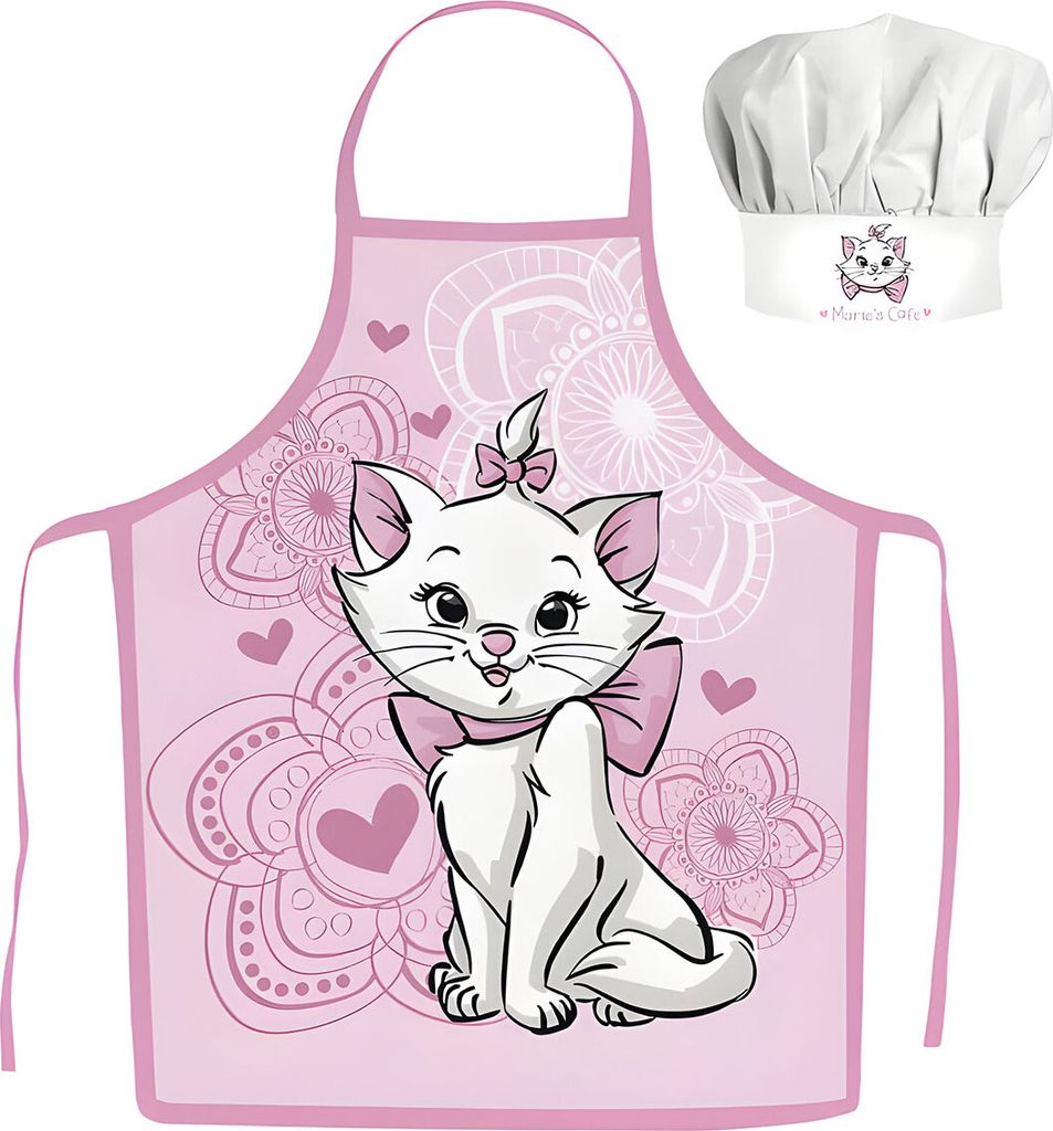 Kinderschürze mit Kochmütze Marie Aristocats pink Produktbild 