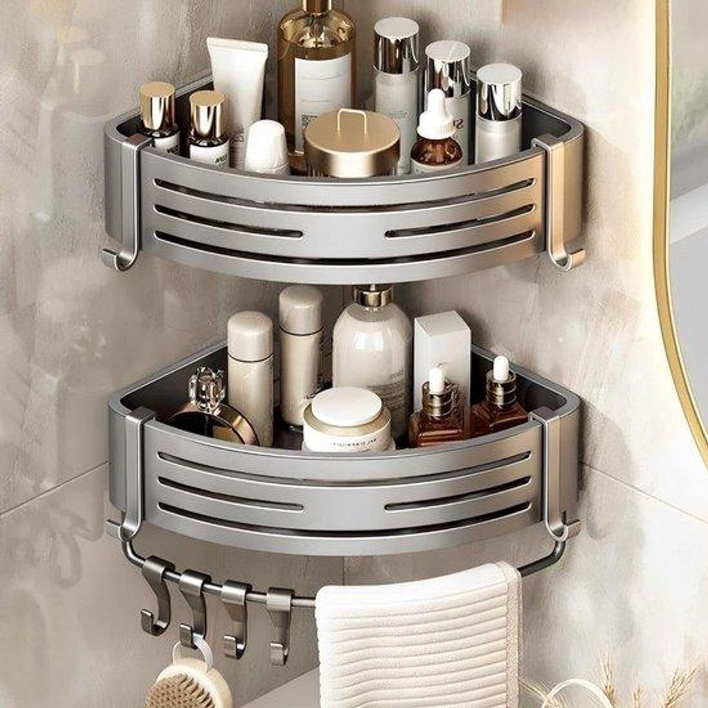 Eckregal Badzubehör 2-teilig mit 4 Haken