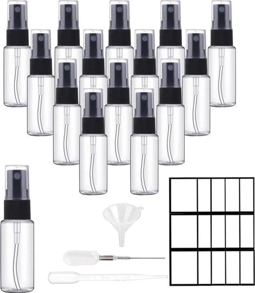 Atomiseurs en Verre Transparent 30ml Résistants avec Pompe Noire