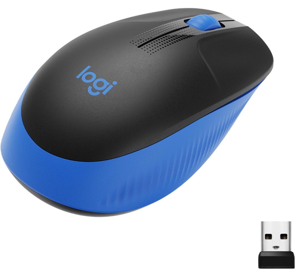 Logitech M190 Maus kabellos schwarz, blau Produktbild 