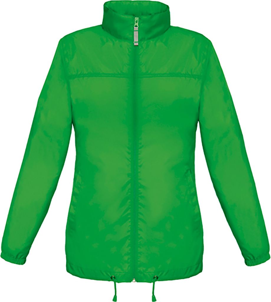 B&C Damen Windbreaker Jacke Windjacke Steppjacke Stehkragen Regenjacke, Größe:2XL, Farbe:Real Green