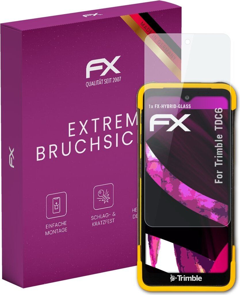 atFoliX FX-Hybrid-Glass Displayfolie kompatibel mit Trimble TDC6 Glasfolie