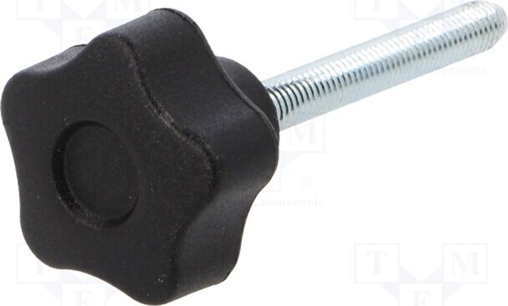 1x Rändelschraube Außengew: M5 Ø: 25mm 40mm H: 19mm Deckel: schwarz VCT.25 P-M5X4