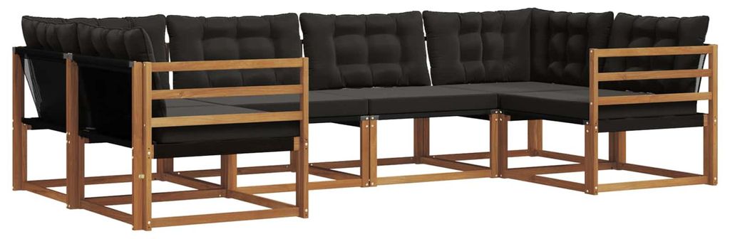 vidaXL Outdoor-Sofagarnitur mit Kissen 6 pcs Natürlich und Schwarz