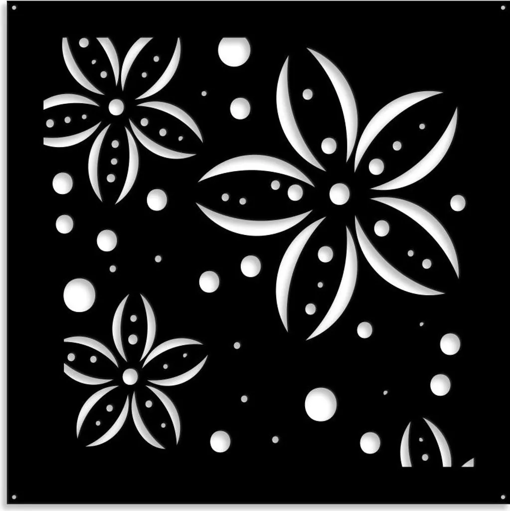 Pannello Decorativo FLOWERS 98x98 Nero - Frangisole e Quadro PVC Design