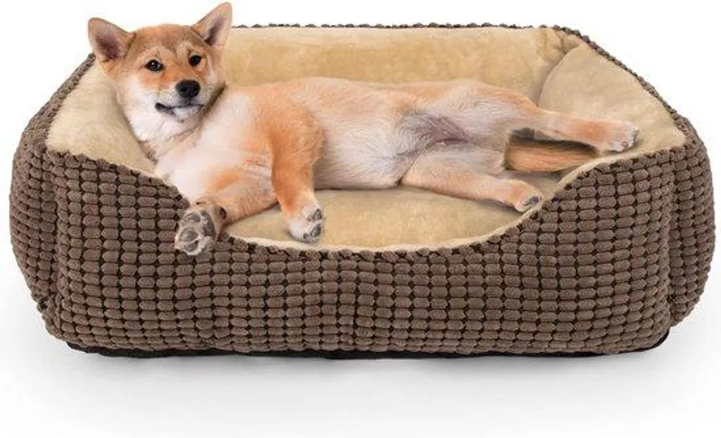 Panier pour chien en peluche douce 63 cm - Corbeille chien déhoussable