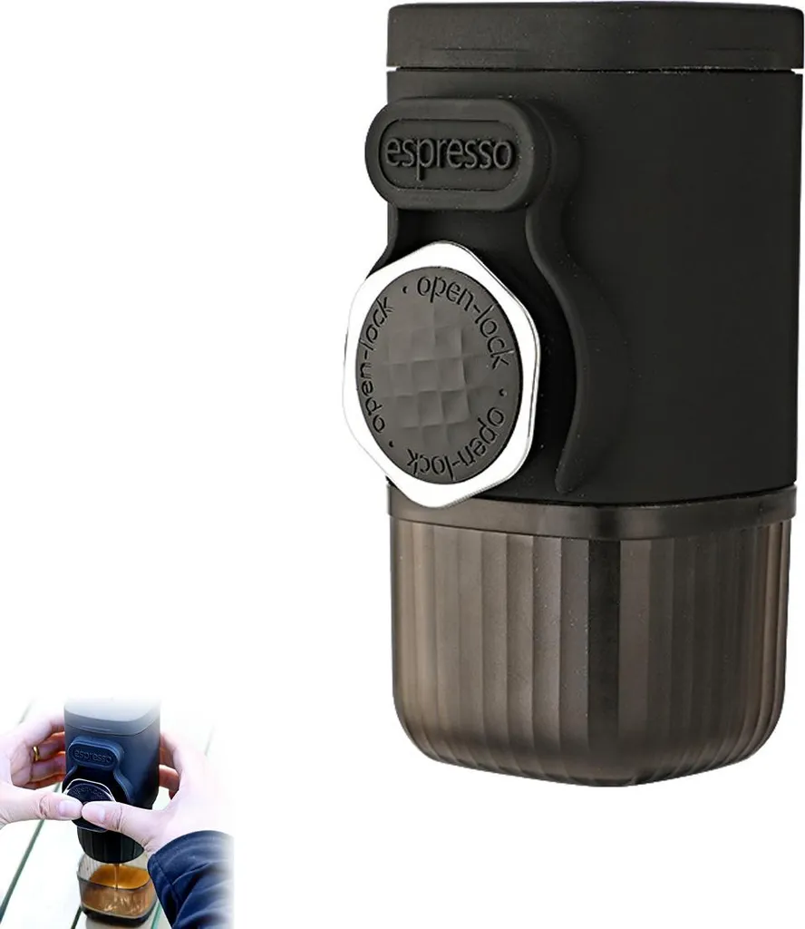 Tragbare Kaffeemaschine, 2 in 1 kleine Kaffeemaschine für gemahlenen Kaffee und Kapseln, manuelle Bedienung, 15 bar, geeignet für Camping, Reisen