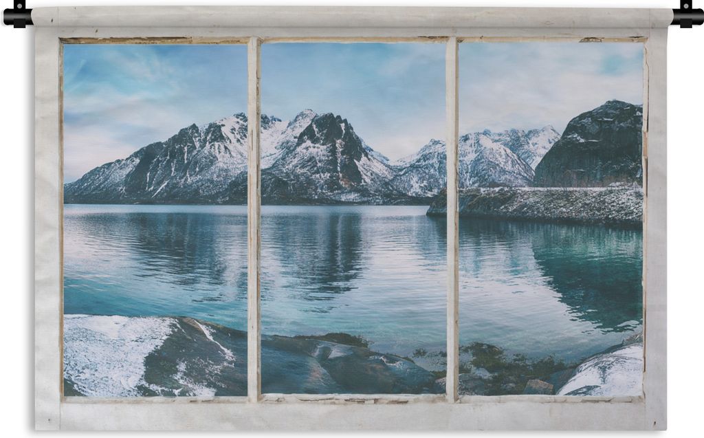 MuchoWow Wandteppich Wandbehang Aussicht - Berge - Winter 60x40 cm Tapisserie Dekoration Wandtuch - Wanddekorationen