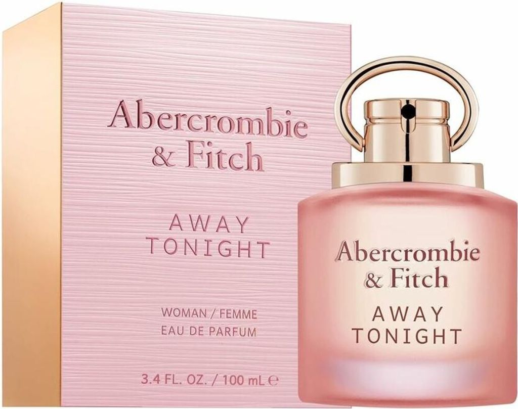 A perfume bottle and its packaging are displayed against a white background.