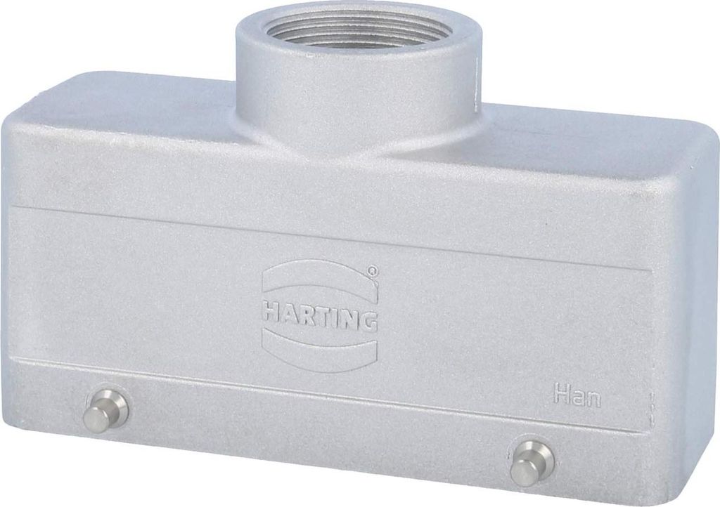 HARTING Han 24B EMV / High Temp Tüllengehäuse niedrig, 1xM32 gerader Kabelabgang, für 2 Bügel (am Unterteil)