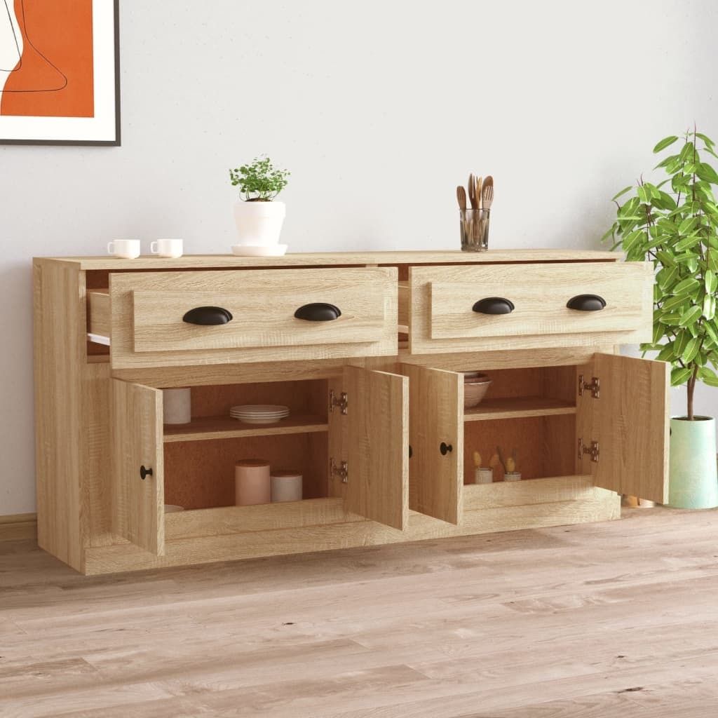 "Winterschlussverkauf "Sideboard - praktischem Design - Wohnzimmerschrank - Kommde für Flur -s 2 Stk. Sonoma-Eiche Holzwerkstoff NeuMöbel 6599327