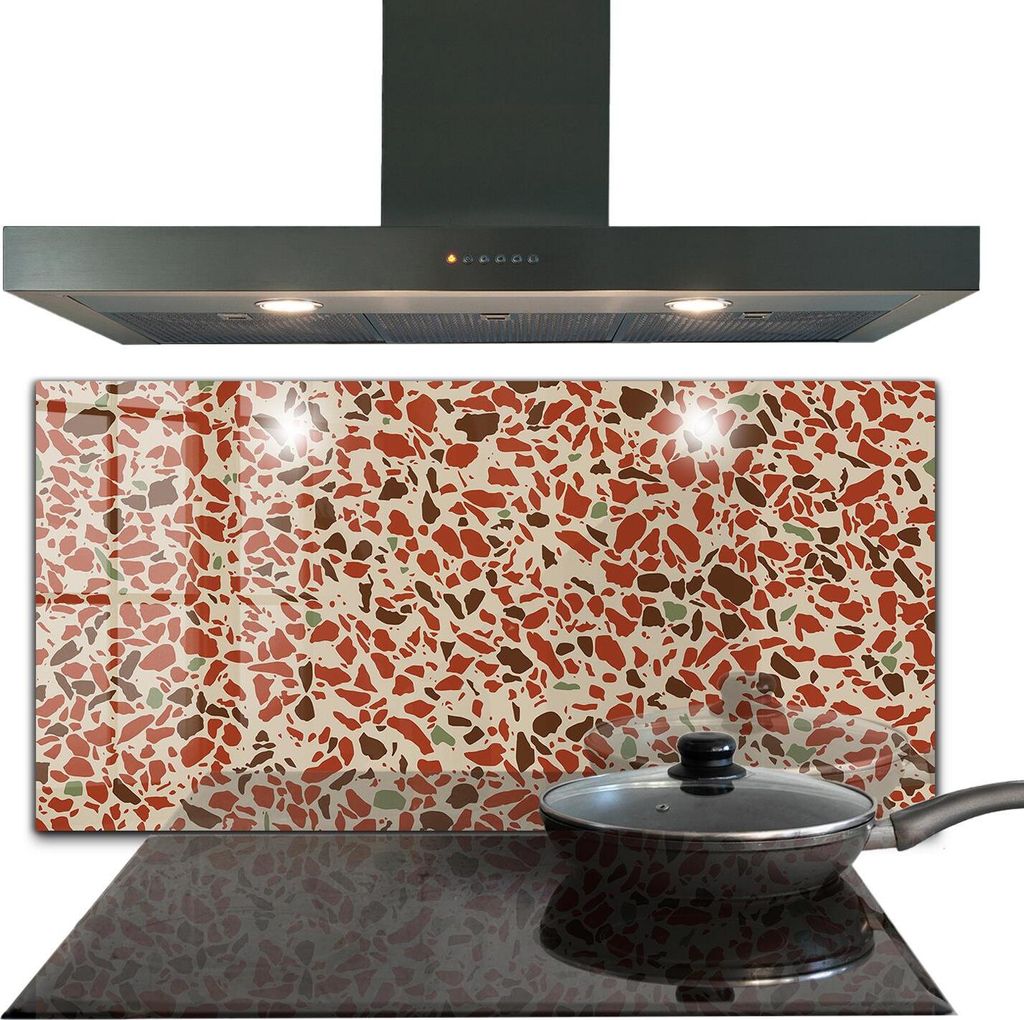 Spritzschutz aus Glas Küchenrückwand - Wandschutz für Herd und Spüle - 100x50 cm - Struktur Terrazzo Stein