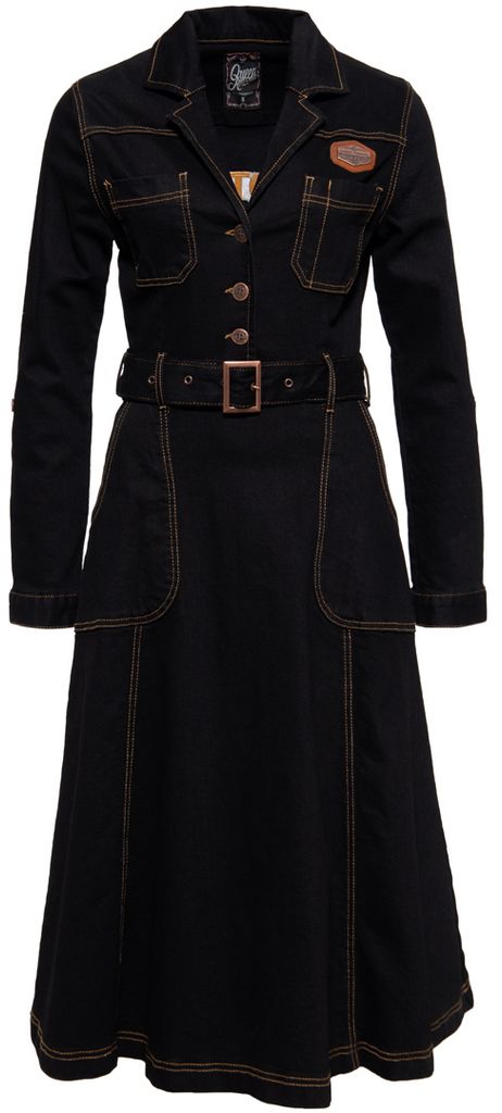 Dámske šaty Queen Kerosin Workwear Swing Denim (čierne,XS) Obrázok produktu 