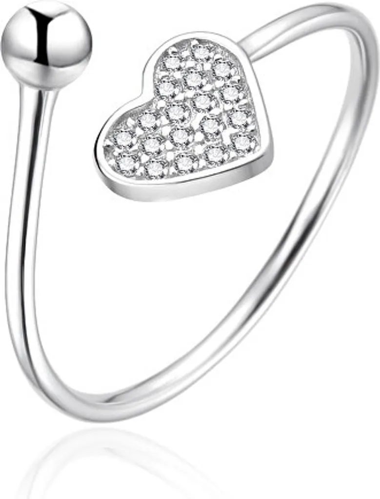 Anello aperto in argento con cuore AGT-R36W - Circonferenza: 62 mm.