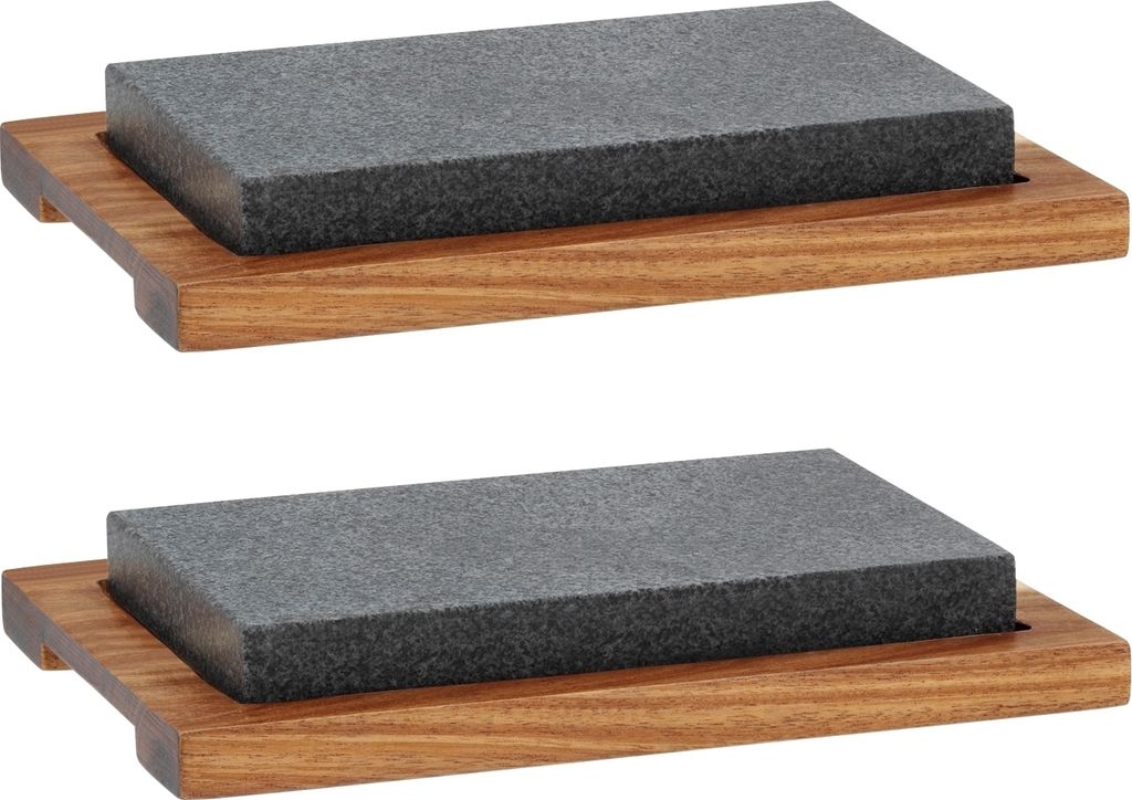 Heißer Stein-Set - Granit - Akazienholz - 16 x 24 cm - Produktbild 