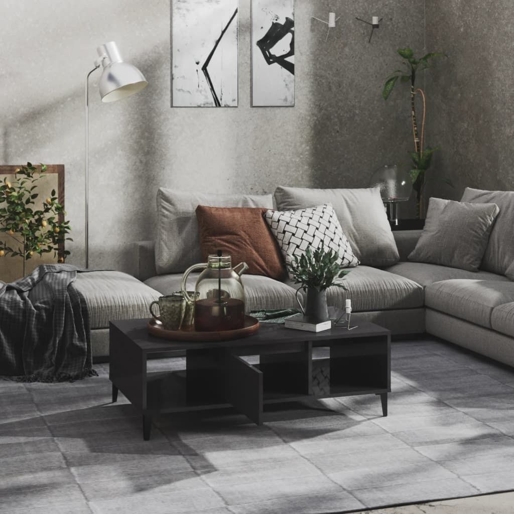 Maison Exclusive - Couchtisch Hochglanz-Grau 103,5x60x35 cm Holzwerkstoff