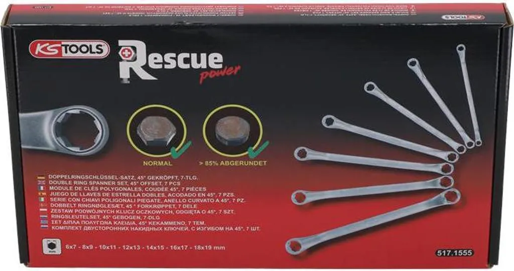 Clés Polygonales KS Tools 6-19mm pour Débloquer les Écrous Usés 7 Pièces - 5