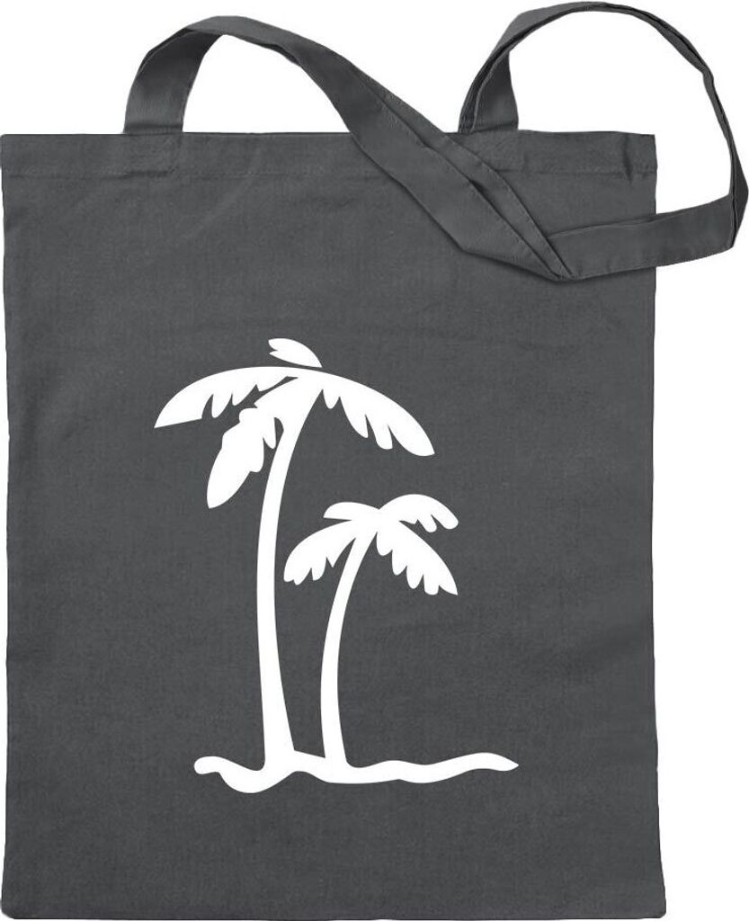 Kiwistar - Baumwolltasche - stahlgrau - Palmen - Tragetasche Stoffbeutel Umhängetasche langer Henkel