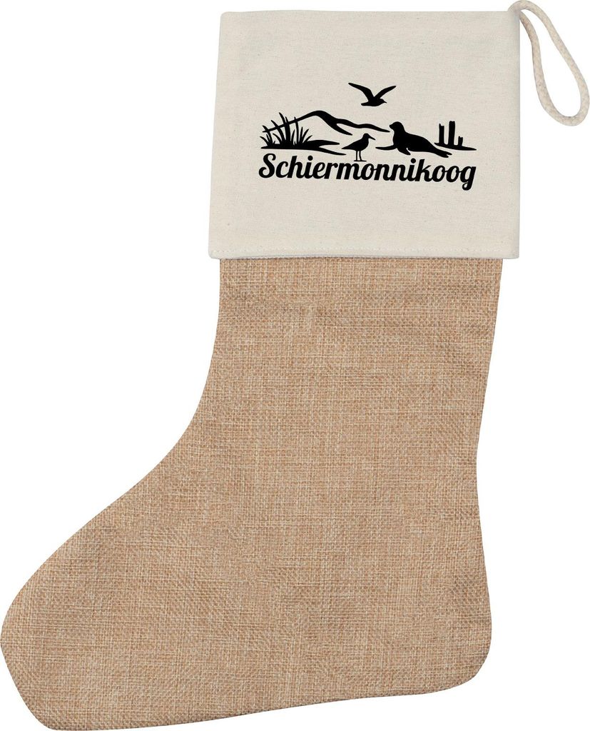 Huuraa Weihnachtsstrumpf Schiermonnikoog Niederlande Beige Jute Kaminstrumpf Geschenkidee