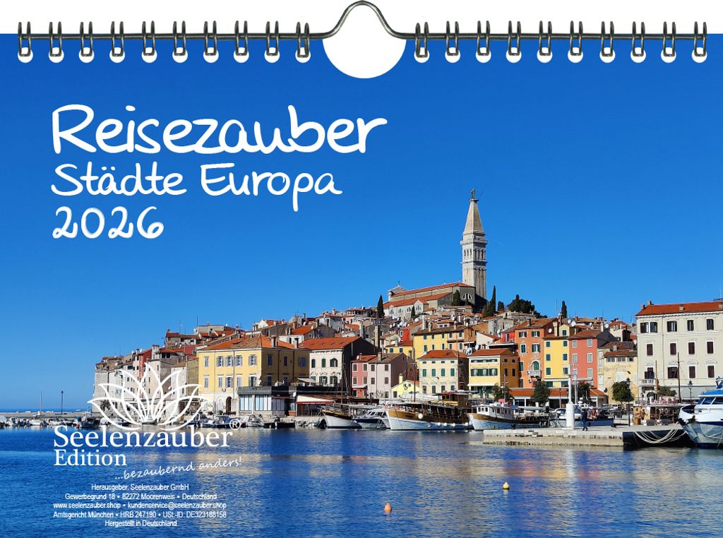 Städtezauber Europa DIN A5 Kalender für 2026 Städte - Seelenzauber