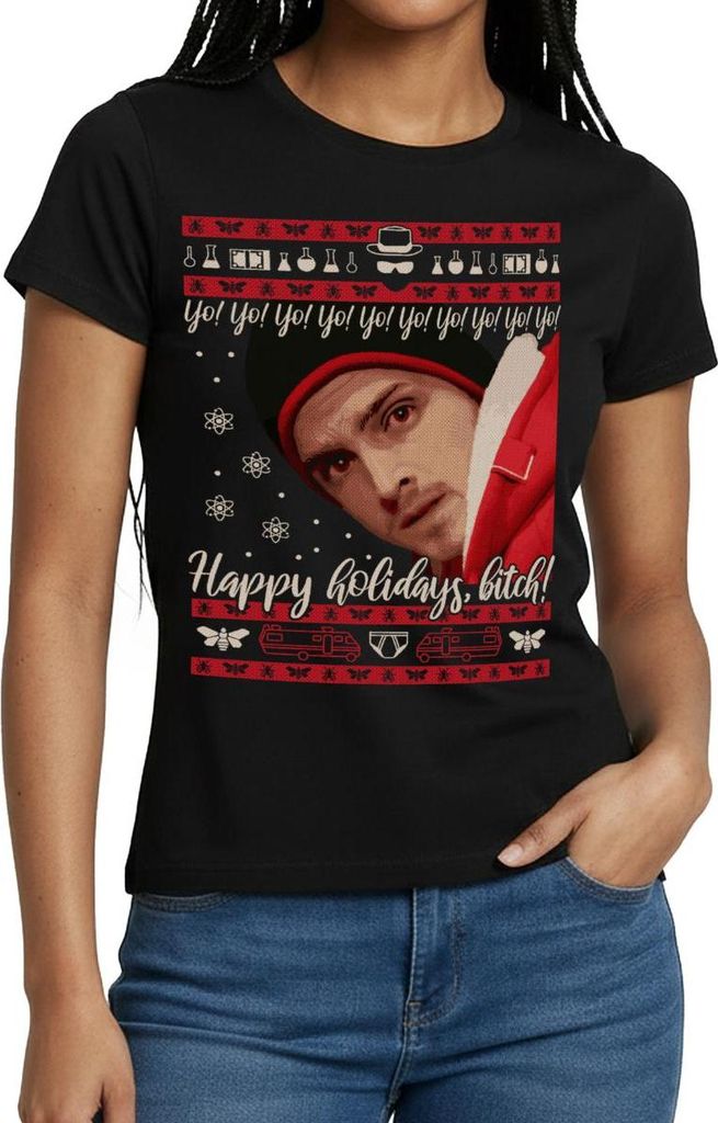 Spreadshirt Breaking Bad Jesse Happy Holidays, B*itch Frauen T-Shirt, S, Schwarz