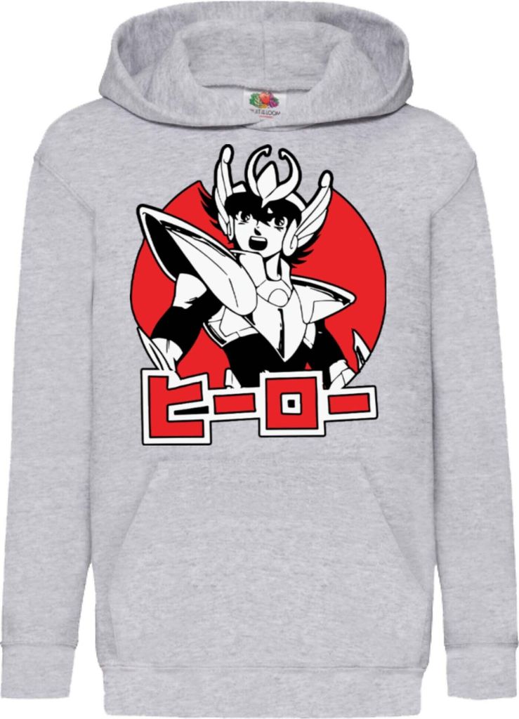 Kinder Kapuzenpullover Saint Anime Seiya Pegasus 01, 7-8 Jahr - 128 / Grau