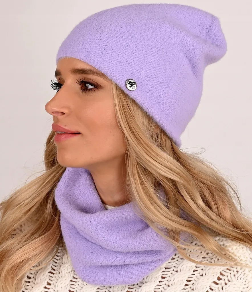 Set Regalo Donna Viola: Cappello e Sciarpa in Lana Alpaca AL1