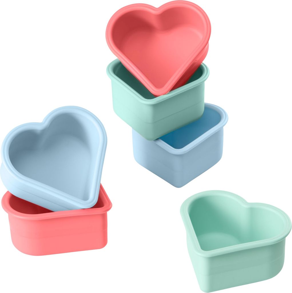 Lurch Flexiform Cupcake-Förmchen, Herzen, 7,5 x 7 x 3,5 cm, Pastell-Farbmix