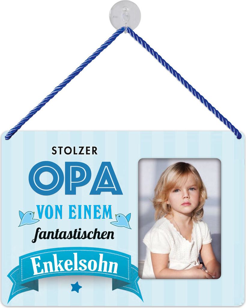 Fotorahmen aus Blech: Opa / Enkel, 25x18cm, Bilderrahmen Fotos Bilder Großeltern