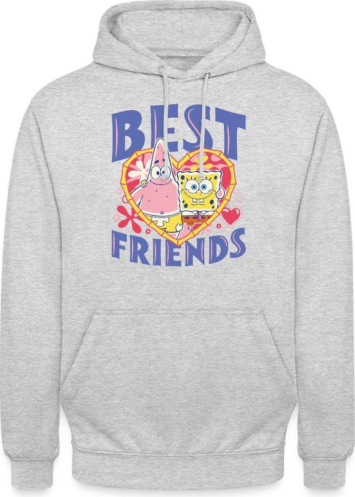 Spreadshirt Spongebob Schwammkopf Und Patrick Beste Freunde Uni Hoodie, XL, Hellgrau meliert