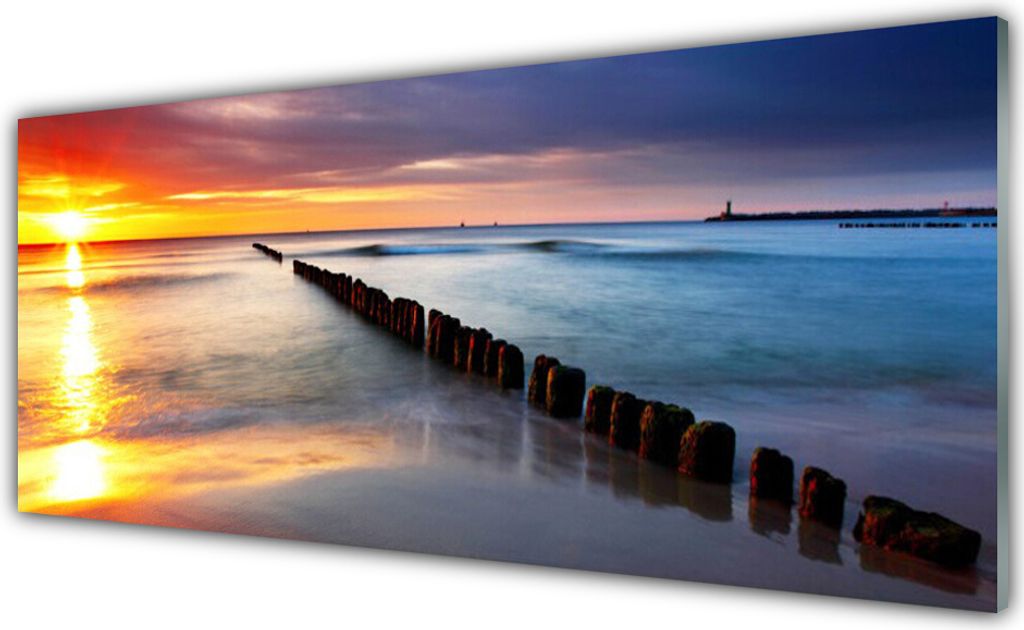 Acrylglasbilder 125x50 Wandbild Druck Meer Sonne Landschaft
