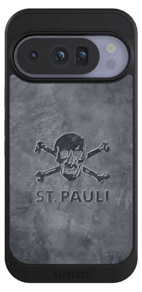NIVOCASE Hülle für Google Pixel 10 Pro Handyhülle NIVOcore Case Schwarz Beton FC St. Pauli Logo