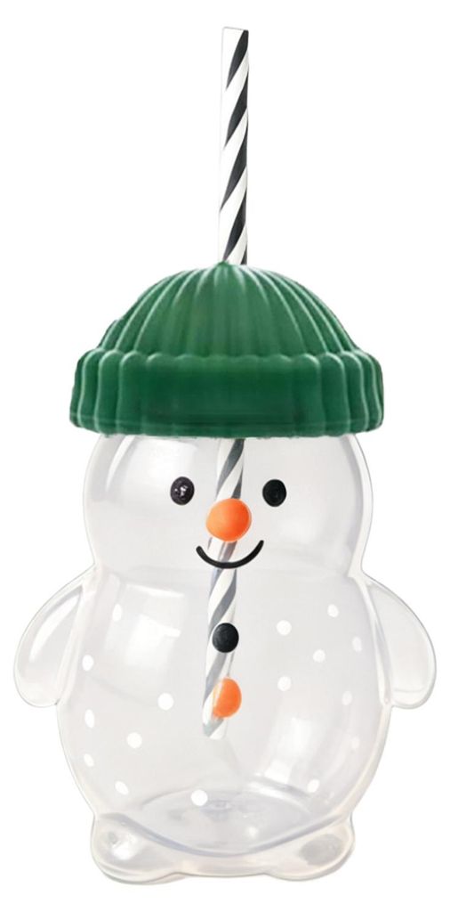 Weihnachtsglas mit Schneemann-, Pinguin- und Hirschmotiv – Trinkbecher, Saft- und Milchbecher, wiederverwendbare Wasserflasche für Kinder