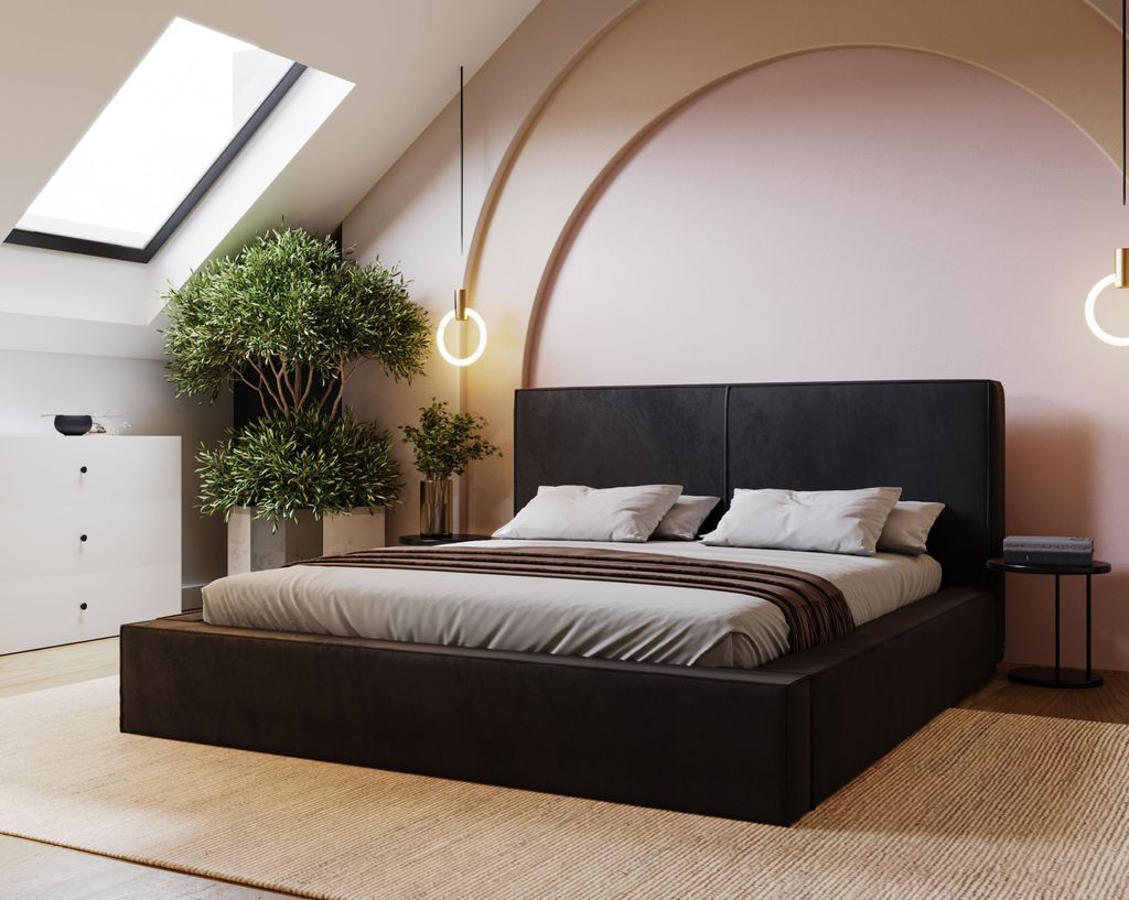 Einzelbett 140x200 NIDIA 1 mit Stauraum - schwarz