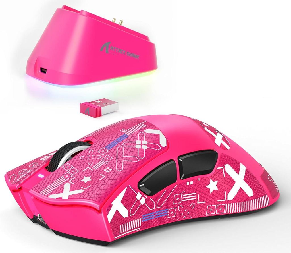 Kabellose Gaming-Maus V3PRO mit Magnet-Ladedock, PAW3311 Sensor, 25000 DPI, BT/2,4GHz/Kabel, 100M Klicks, 500mAh, 65g Ultraleicht für PC/Mac/Xbox/PS