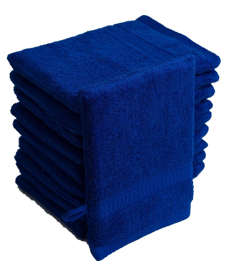Waschhandschuhe Waschlappen 10er Set Royal Blau 100 % Produktbild 