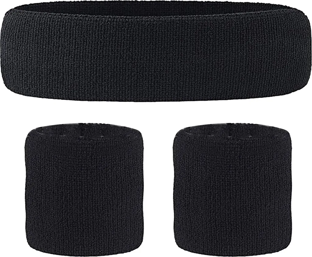 Set 3 Pezzi Fascia e Polsini Sportivi Antisudore per Corsa e Fitness Unisex