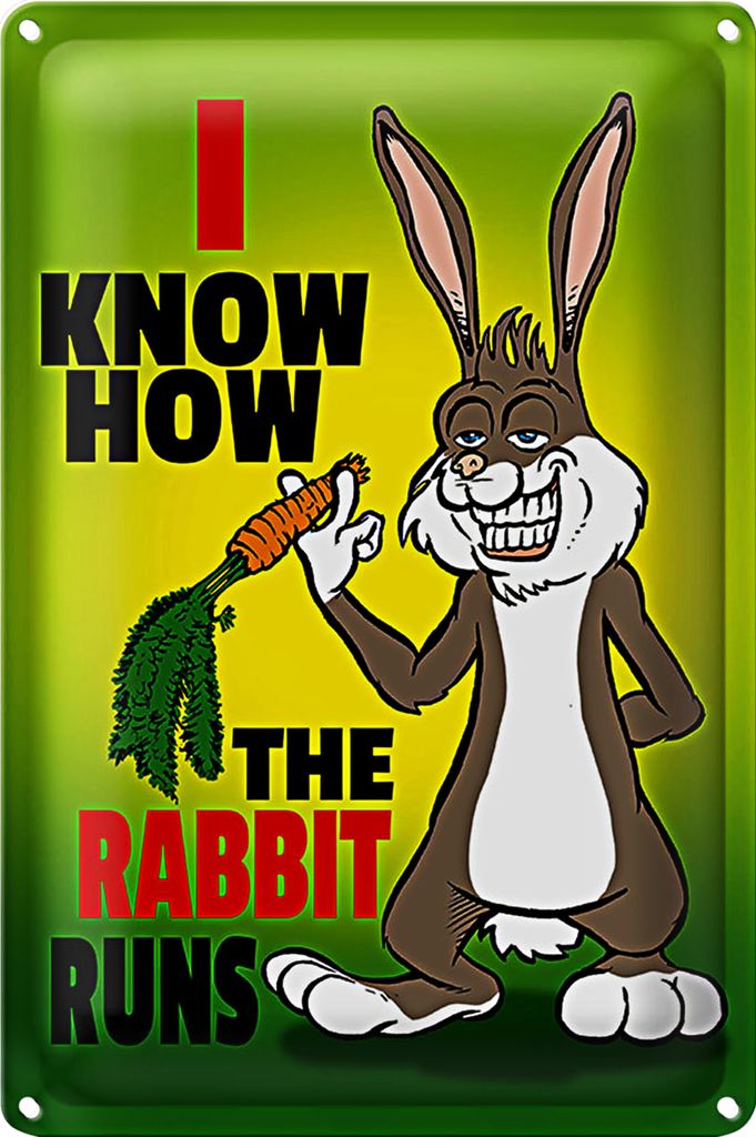 Blechschild Spruch 20x30cm I know how the rabbit runs Hase