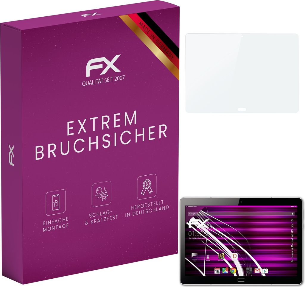 atFoliX FX-Hybrid-Glass Displayfolie kompatibel mit Huawei MediaPad M3 Lite 10 Glasfolie