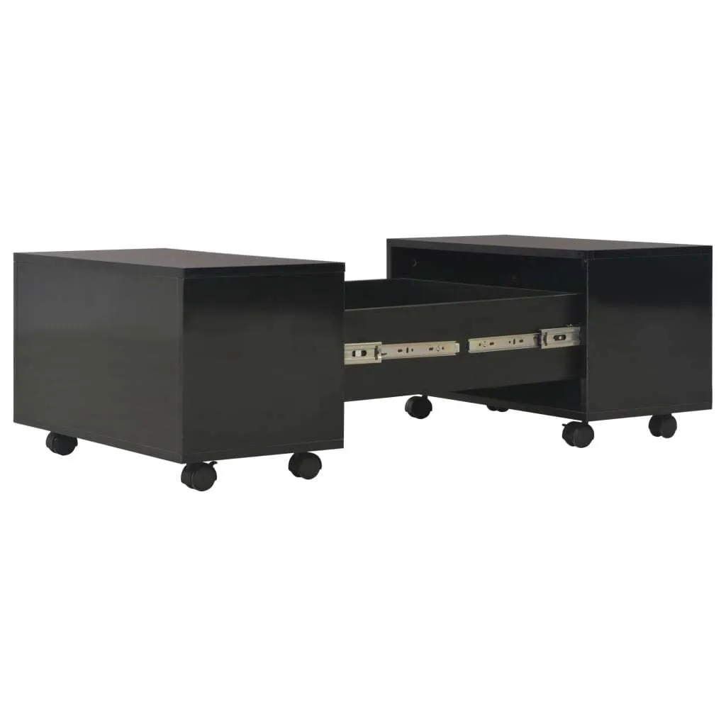 Table basse brillante noire 60 cm bois composite robuste et durable