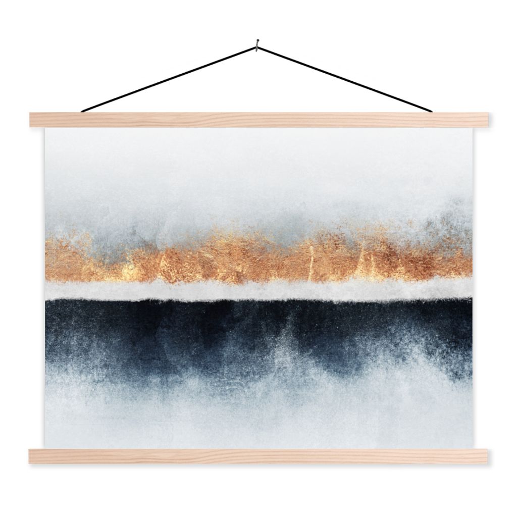 MuchoWow Textilposter Gold - Abstrakt - Design 60x45 cm mit holzfarbenen Rahmen - Bild