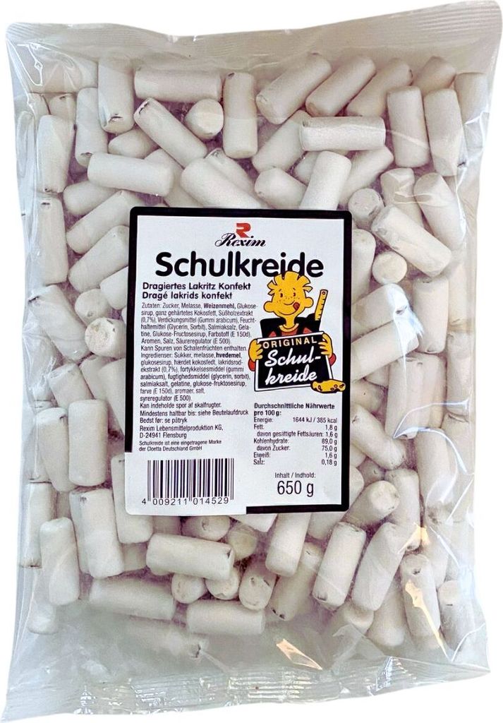 Schulkreide / Skolekridt, dragiertes Lakritz Konfekt, Tüte, Produktbild 