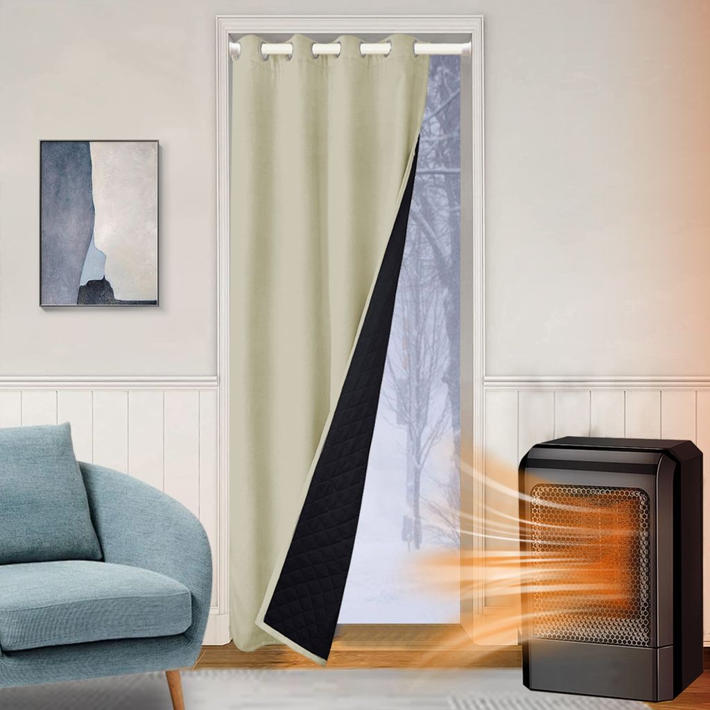 Dicke Schwere Blickdichte Gardinen mit Ösen Wärmeisolierend Kälteschutz Türvorhang Winter Wasserdicht Winddicht Vorhang für Schlafzimmer Tür ...