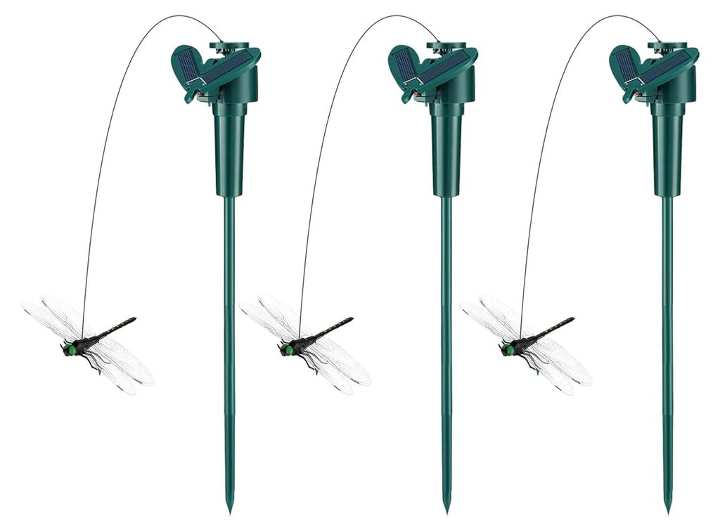 Flatternde Libellen-Gartenstecker mit Solarbetrieb – fliegende, bewegliche Libelle, wasserfest, dekorativ, für Haus, Garten, Wege und Landschaft