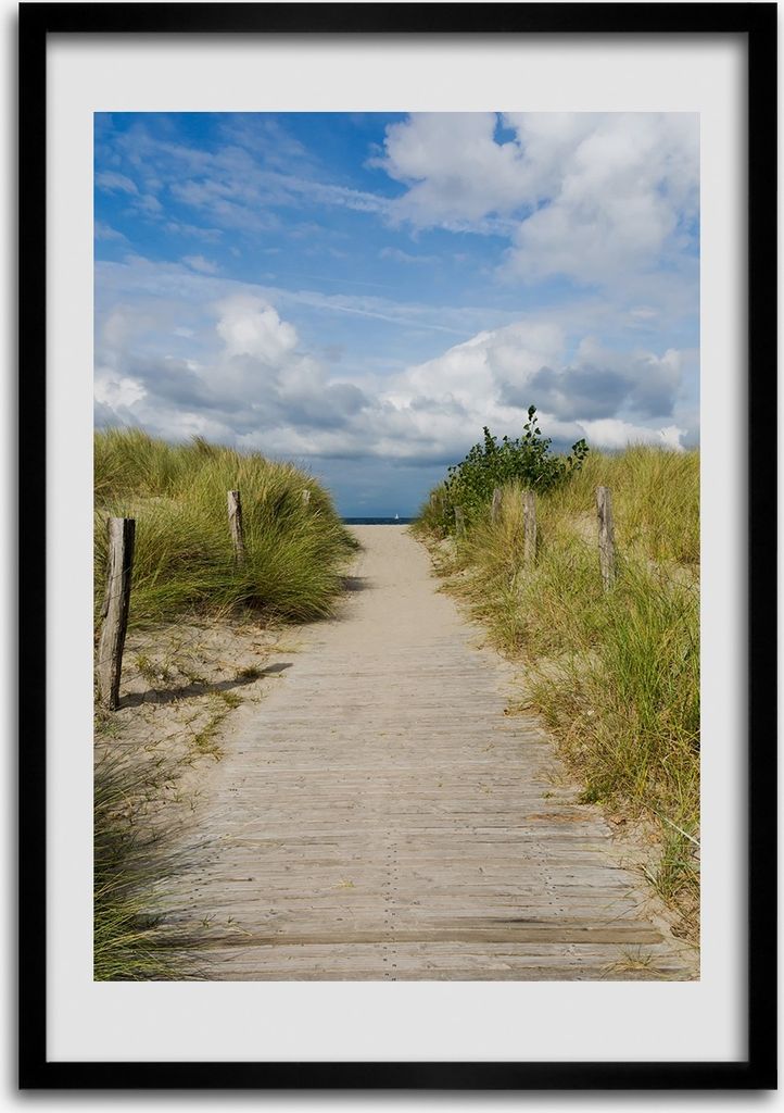 Bild - Bilderrahmen - 50 cm x 70 cm - MDF - Rahmen - Wandkunst Weg zum Strand